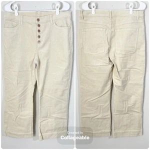 Cabi Palm Beach Crop #4513 Ivory Corduroy Womens 12 Button Fly Pants Straight - Picture 1 of 5