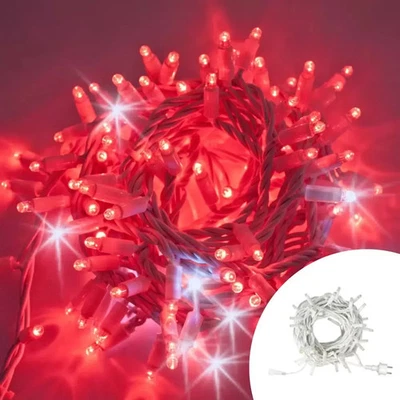 WISDOM Catena di luci 10 metri 100 MaxiLed Reflex Professionale prolungabile Rosso