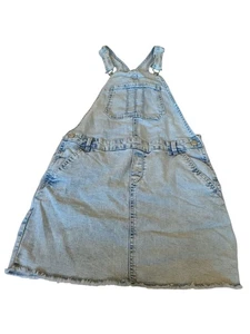 Oshkosh B’gosh Girls Size 12 Distressed Blue Jean Denim Jumper Overall Dress  - Picture 1 of 9