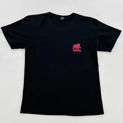 Stussy Shirt Mens Medium Black Pink Lion Graphic Streetwear Short Sleeve Tee - Image 1 of 4