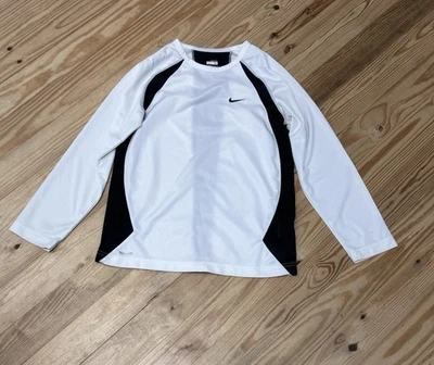 Camisa Nike Juvenil Blanca Negra Manga Larga Deportes al Aire Libre Dri Fit Talla Grande 10/12 Foto 1 de 4