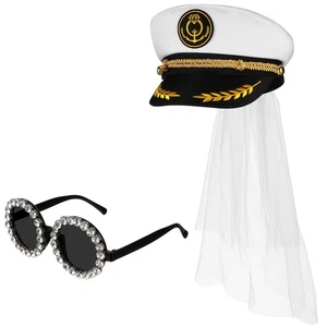 SOIMISS Women Captain Yacht Hat with Shiny Glasses Set Sailor Costume Props for - Imagen 1 de 11