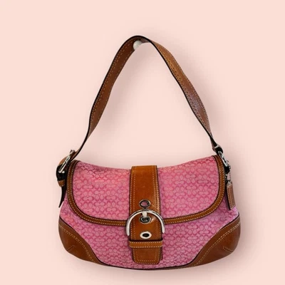 Bolso de Hombro COACH Y2K Vintage Rosa Soho Signature C Lona y Cuero F10926 Foto 1 de 4
