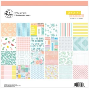 PINKFRESH STUDIO Sunshine On My Mind 12 Double-Sided Paper Pack 12"X12" Vacation - Picture 1 of 1