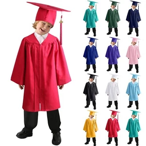 2025 NEU heiß matt Kindergarten Abschluss Kleid Kappe 2 Set mit Quaste Jungen & Mädchen - Bild 1 von 24
