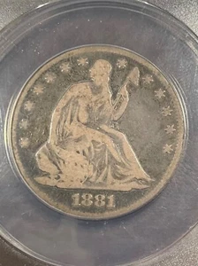 ANACS G06 1881 SEATED HALF DOLLAR SCARCE DATE - Picture 1 of 3