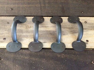 Set of 4 Black Iron Hand Forged Pulls.. Great Vintage Home Decor...FREE SHIPPING - Picture 1 of 7