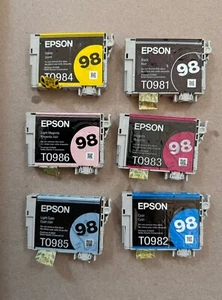Epson 98 T098 Tinta Paquete de 6 GENUINA para Artesanal 700 710 725 730 800 810 835 - Imagen 1 de 3