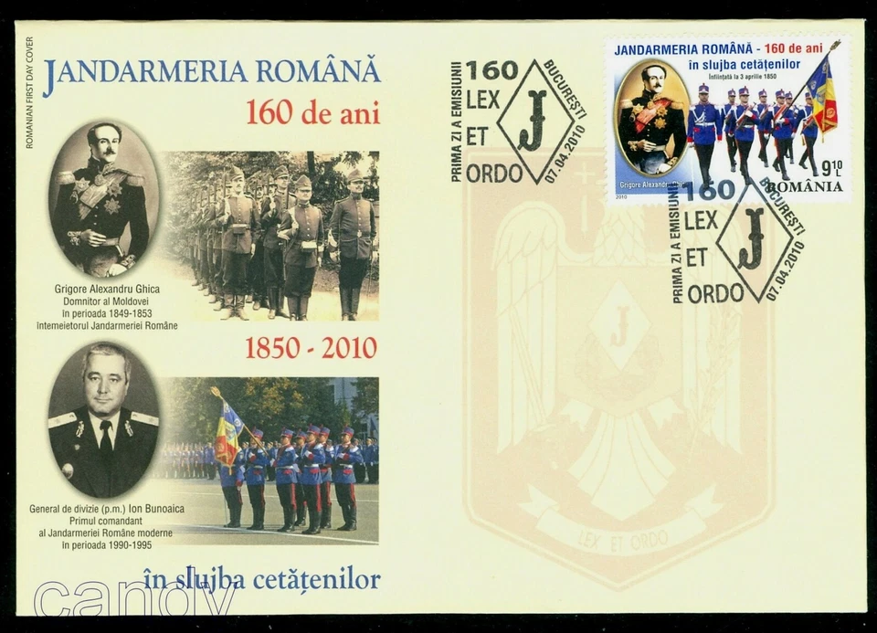 2010 Gendarmerie,Prince GHICA,Police,Flag,Arms,Polizia,Polizei,Romania,6425,FDC - Image 1 of 1