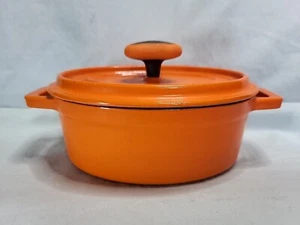 Rachael Ray Orange 1 Portion Caserole Cast Iron Pot Matching Lid Mint - Picture 1 of 7