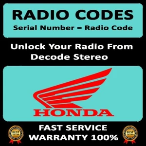 HONDA RADIO CODES UNLOCK ACCORD CITY CIVIC CR-V K STEREO PINCODE SERVICE - Picture 1 of 6