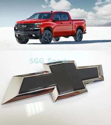 Chevrolet Silverado 1500 2019-2021 pajarita parrilla delantera emblema cromo negro OEM Foto 1 de 4