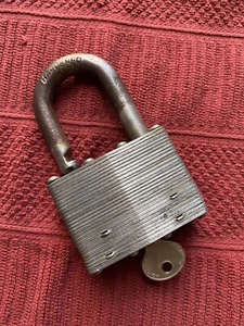 Vintage Heavy Ludell Pad Lock with Key, Padlock, Hardened Steel - Picture 1 of 10