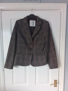 H&M Brown Check Vintage Blazer Size 8 - Picture 1 of 6