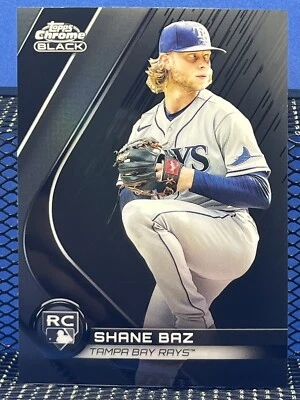 2022 Topps Chrome Black SHANE BAZ Rookie Variation SP RC Tampa Bay Rays BRDV-1 - Image 1 of 2