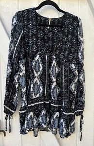 Nuevo $132 Free People Túnica Top Blusa Azul Floral Mujer Xpequeña Blusa Boho P13 - Imagen 1 de 9