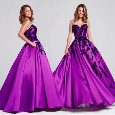 Ballkleid Abendkleid chic Gala Partykleid Spitze Party Kleid Lila/Schwarz BC562L - Bild 1 von 2