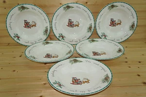 Mikasa Christmas Wish HK 713 Set of (6) Large Rim Soup Bowls, 9 1/2" - Picture 1 of 12