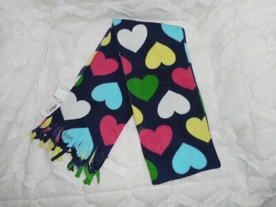 ANTIGUA BUFANDA CON FLECOS DE INVIERNO POLAR POLAR AZUL MARINO Y CORAZÓN NIÑA 6" X 30" NUEVA Foto 1 de 2