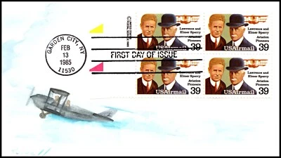 Scott C114 39 Cents Lawrence & Elmer Sperry Lee Ann Powell Hand Painted FDC 4/5 - Image 1 of 2