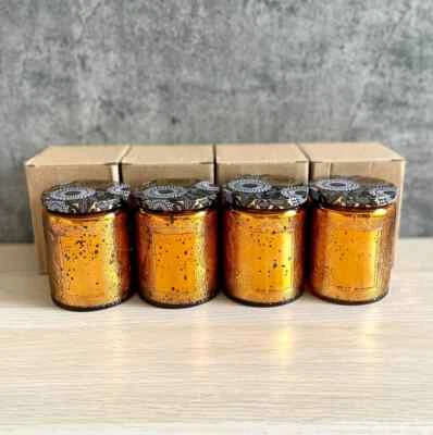 Пустые банки для свечей с крышками и отдельная коробка золотая стеклянная банка набор из 4 - Изображение 1 из 4