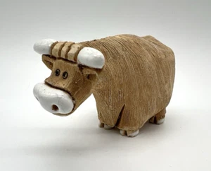 Figura De Colección Artesania Rinconada #35 Vaca Toro Marrón Arcilla Firmada por Uruguay - Imagen 1 de 7