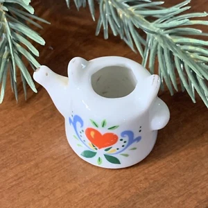 Vintage Tea Kettle Ceramic Mini Dollhouse Floral Porcelain 1-5/8' Taiwan (?) - Picture 1 of 5