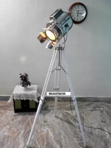 Photography Chrome Studio Floor LAMP SEARCHLIGHT SPOT Light White Tripod Stand R - Picture 1 of 6
