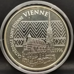 100 FRANCS 15 EURO 1996 BE KATHEDRALE SAINT ETIENNE WIEN SILBER 900‰ 20000 Ex. - Bild 1 von 2