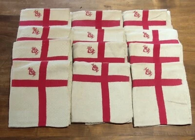 Lot  12 serviettes de table anciennes Brodées GH /old Embroidered napkin - Photo 1/4