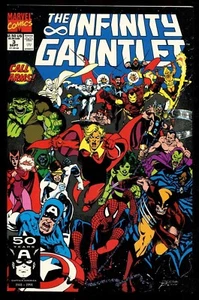 INFINITY GAUNTLET 3 (9.8) THANOS AVENGERS STARLIN PEREZ DEFALCO MARVEL (b059) - Picture 1 of 2