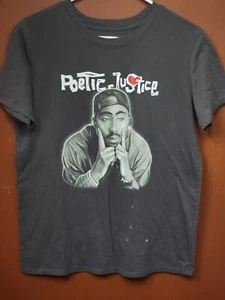 HYBRID Apparel Poetic Justice 2Pac T-Shirt Kurzarm Oberteil Grau Größe Medium - Bild 1 von 3