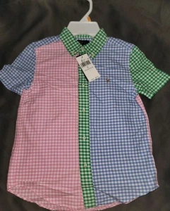 Polo Ralph Lauren Poplin Short Sleeve Fun Shirt Boys Sz 7 Gingham NWT - Picture 1 of 4