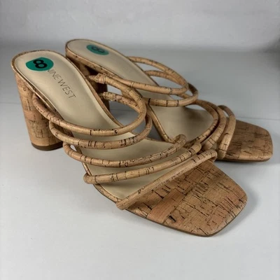 Nine West Natural Cork  Strap Block Heels Sandals Size 8 - Image 1 of 4