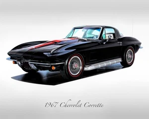 Oldtimer - 1967 Chevrolet Corvette Smoking schwarz - Print - Bild 1 von 5