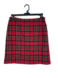 Talbots 10P rot kariert Wollmischung Rock Schottenkaro Urlaub Weihnachten klassisch adrett - Bild 1 von 14