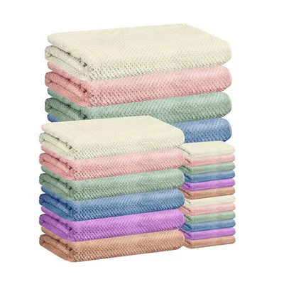 Juego de 24 toallas 6 sábanas de baño 6 paños y 12 toallas de mano, abs reutilizables... Foto 1 de 4