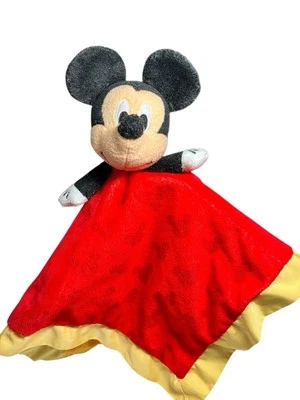 Manta de seguridad Disney Baby Mickey Mouse Lovey rojo amarillo adorno orejas arrugadas Foto 1 de 4