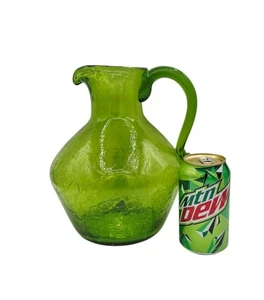 Blenko Crackle Glas Krug olivgrün RAR hergestellt 1 Jahr 1964 dicker Griff 9,5" - Bild 1 von 16