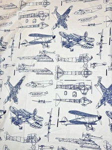 Restoration Hardware Baby & Child Twin Flat Sheet "Vintage Airplane Blue Print " - Picture 1 of 14