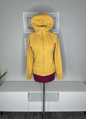 Sudadera con capucha de buceo Lululemon polar para mujer 8 oro amarillo algodón cremallera completa Foto 1 de 4