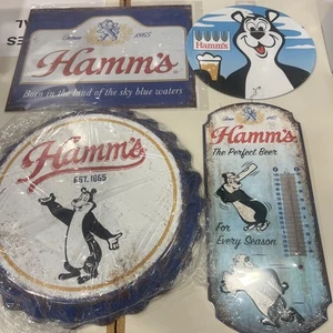 Ultimate 4 Piece Hamm’s Package 3-D Dimensional Bottle,Cap,Thermometer, 2 Signs - Picture 1 of 5
