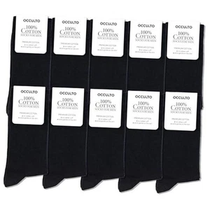 Men 100% Cotton Dress Socks Pack of 10 (model: Ingo) 6.5-9.5 10 Pairs | Black - Picture 1 of 8