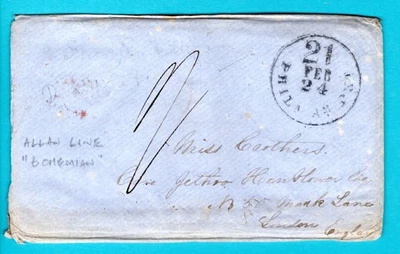 USA cover 1860 Philadelphia with full contents to London, UK - Image 1 of 3