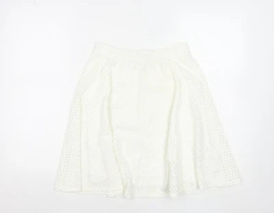 Zara Women White A-Line Lace Skirt Size 10 Knee Length Elastic Waist - Image 1 of 4