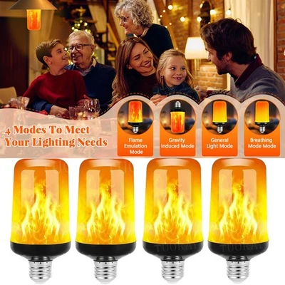 2/4X E27 E14 LED Licht Fackel Feuer Lampe Flammen Effekt Glühbirne Flacker Birne - Bild 1 von 4