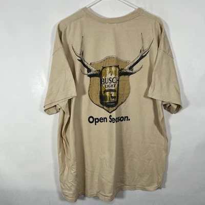 VTG Busch Light Junk Food T Shirt Mens Size XL Beige Open Season Deer Hunting - Image 1 of 4