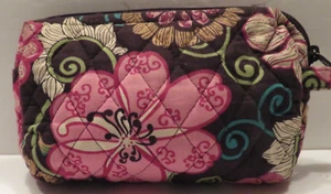 Bolso de Maquillaje Vera Bradley Marrón Rosa Floral Jerez Retirado Cierre de Cremallera Acolchado - Imagen 1 de 8