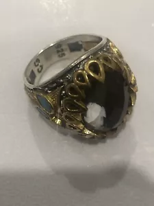 Turkish Handmade Men's Ring Solid 925 Sterling Silver Aquamarine Stone - Picture 1 of 7