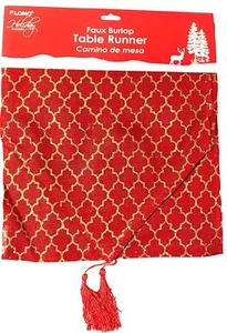 57" x 13" Christmas Faux Red Burlap Glitter Table Runner (Contemporary) - Picture 1 of 1